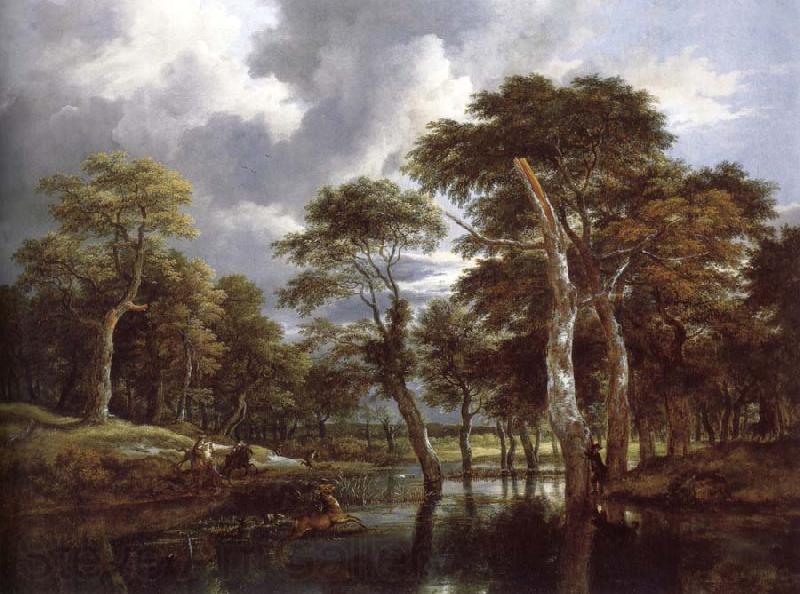 Jacob van Ruisdael Waterfall in a Hilly Wooded Landscape